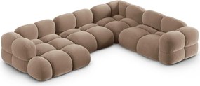 Кафяв кадифен ъглов диван (десен ъгъл/U форма) Loretto – Cosmopolitan Design