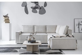 Бял разтегателен ъглов диван от рипсено кадифе (десен ъгъл) Brave Dave – Miuform