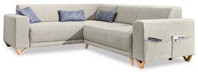 Бежов разтегателен/с място за съхранение ъглов диван (ляв ъгъл/L форма) Classy Sophie – Miuform