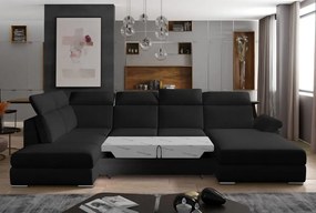 Черен разтегателен ъглов диван (ляв ъгъл U форма) Evanell – ELTAP