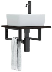 3302573 vidaXL Стенен рафт за мивка, стомана и масивно дърво дъб