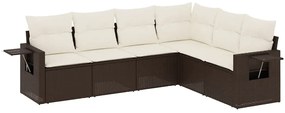3220212 vidaXL Градински комплект с възглавници, 6 части, кафяв, полиратан
