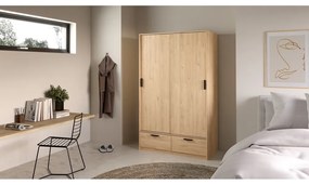 Гардероб в дъбов декор с плъзгащи се врати в естествен цвят 121x200 cm Line - Tvilum