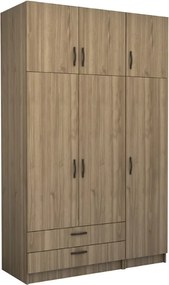 Шкаф с три врати от меламин Victoria с шкафче в цвят орех 150x60x240см.