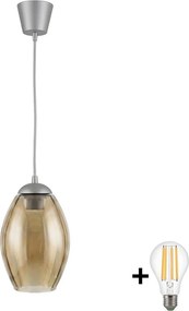 BRILAGI - LED полилей на кабел GLASS 1xE27/60W/230V Ø 17 см сребрист/опушено бежово