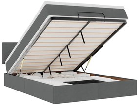 3312223 vidaXL Османска легло с матрак и LED, тъмносиво, 140x190 см, плат