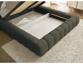 Зелено двойно тапицирано легло с място за съхранение с включена подматрачна рамка 160x200 cm Mont Blanc – Bobochic Paris