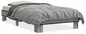 845870 vidaXL Рамка за легло, сив сонома, 100x200 см, инженерно дърво и метал