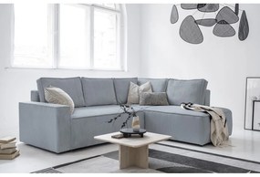 Светлосив разтегателен ъглов диван от рипсено кадифе (десен ъгъл) Brave Dave – Miuform