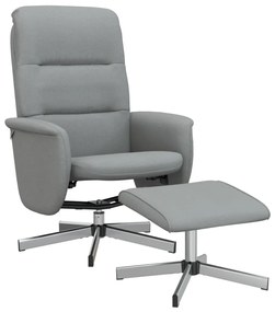 356570 vidaXL Накланящ се стол с табуретка за крака, светлосив, текстил