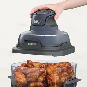 Разопакован: Фритюрник с горещ въздух преносим 4в1 Ninja CRISPi FN101EUGY, 1700W, 3.8l, 6 порции, 2 стъклени контейнера, 4 програми, Без PFAS и BPA, Тъмносин