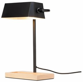 Черна настолна лампа с елементи от ясенова дървесина Cambridge - it's about RoMi