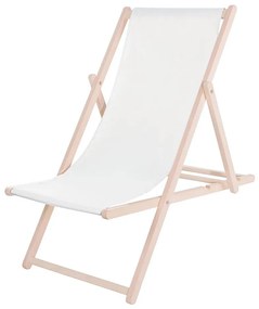 Градински шезлонг бял/бук