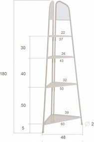 Светлобежов метален ъглов рафт за балкон, височина 180 см MWH - Garden Pleasure