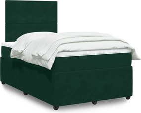 3292283 vidaXL Боксспринг легло с матрак, тъмнозелено, 120x190 см, кадифе