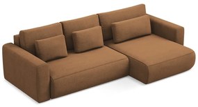 Теракотен разтегателен ъглов диван с място за съхранение (десен ъгъл) Kapua – Makamii
