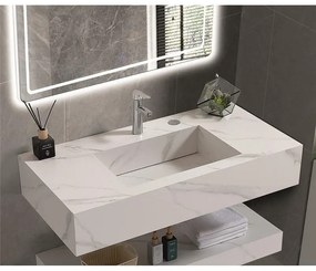 Мивка за баня PIETRA ICL 12049/80W, стенен монтаж, кварц, бял мат, 80x50x18см