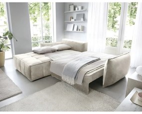 Бежов кадифен сгъваем/с място за съхранение ъглов диван (ляв ъгъл) Campo – ELTAP
