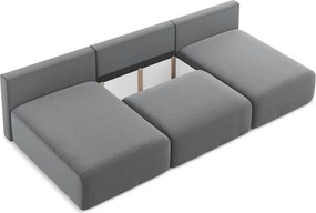 Сив кадифен сгъваем/с място за съхранение ъглов диван (U форма) Kalena – Makamii