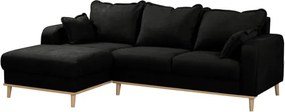 Черен ъглов диван (ляв ъгъл) Beata - Ropez