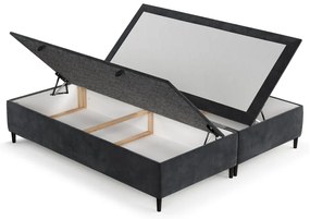 Антрацитно тапицирано двойно легло с място за съхранение 160x200 cm Tate – Maison de Rêve
