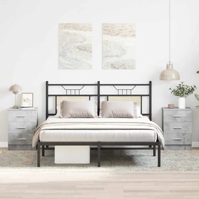 800459 vidaXL Нощни шкафчета, 2 бр, бетонно сив, 38x35x56 см, инженерно дърво