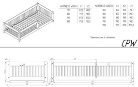 Детско легло от масивен бор в естествен цвят 90x200 cm Mila CPW – Adeko