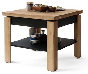 Разтегателна маса LIA с рафт, дъб крафт/черна, за конфер. и хранене
