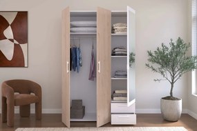 Гардероб Dorm 3-врати с огледало-Сонома - бял