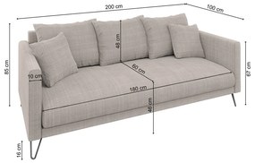 Светлокафяв шенилов диван 200 cm Freya – Ropez