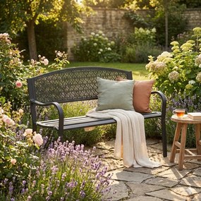 Антрацитна метална градинска пейка Lizette – Bizzotto
