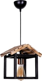 Kale E27 wooden ceiling light in black - natural color 25x18x65см.