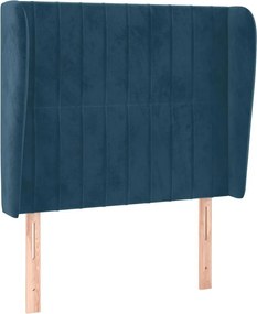 3118228 vidaXL Горна табла за легло с уши, тъмносиня, 83x23x118/128 см, кадифе