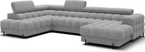 Сив разтегателен ъглов диван от букле (ляв ъгъл U форма) Feraria – ELTAP