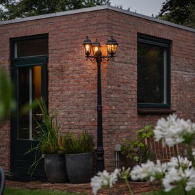 Класическа фенери черна 3 лампи IP44 - Capital