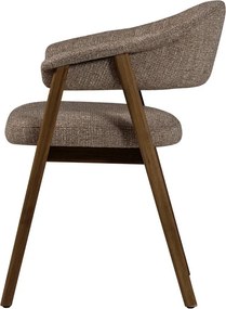 Кафяв тапициран трапезен стол с подлакътници Tunar – WOOOD