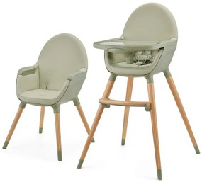 KINDERKRAFT - Детски стол за хранене 2в1 FINI2 бук/зелен