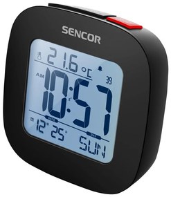 Sencor - Будилник с LCD досплей и термометър 2xAAA черен