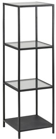 Черен стъклен стелаж 35x120 cm Seaford – Actona
