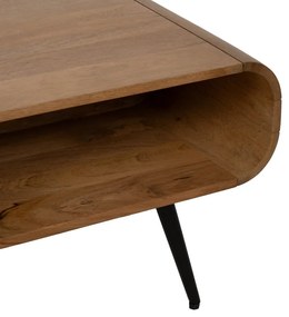 Масичка за кафе от масив от минди в естествен цвят 60x120 cm Mahón – Ixia