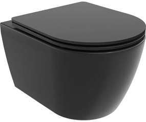 Mexen Carmen WC чиния Rimless със седалка с бавно падане slim, дуропласт, черен мат - 30881085