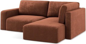 Теракотен шенилов сгъваем/с място за съхранение ъглов диван (десен ъгъл/L форма) Kona – Makamii