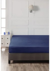 Тъмносин еластичен памучен чаршаф 140x200 cm – Mijolnir