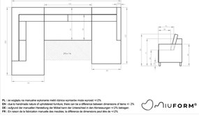 Бежов разтегателен диван в буквата "U", ляв ъгъл Scandic Lagom - Miuform