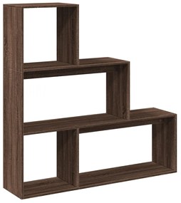 857991 vidaXL Разделител за стая / библиотека 3 нива кафяв дъб 123x29x123 см