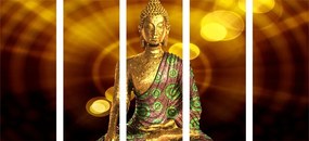 картини от 5 части – Статуя на Буда с абстрактен фон