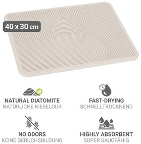 Бежова тавичка за оттичане за съдовете от диатомична глина 40x30 cm Damon – Wenko