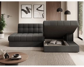 Кафяво-сив кадифен разтегателен ъглов диван (десен ъгъл) Blezalt – ELTAP