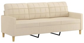 359101 vidaXL 3-местен диван, кремав, 180 см, плат