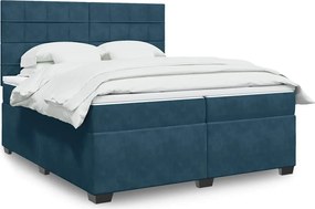 3291006 vidaXL Боксспринг легло с матрак, синьо, 200x200 см, кадифе
